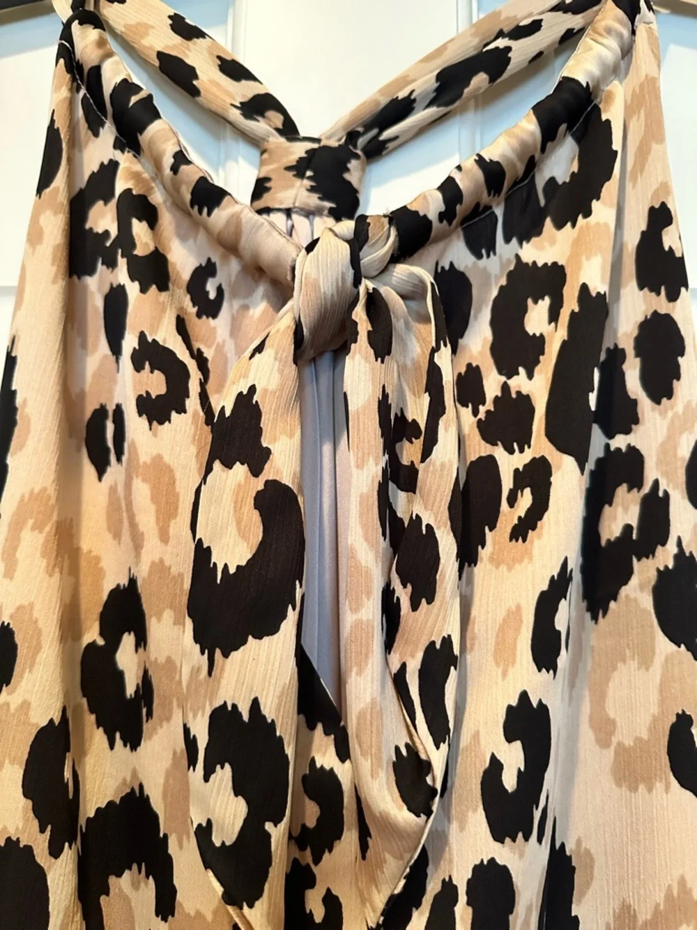 TRINA TURK Leopard Print Tie-Neck Dress in Beige and Black NWT - Picture 2 of 6